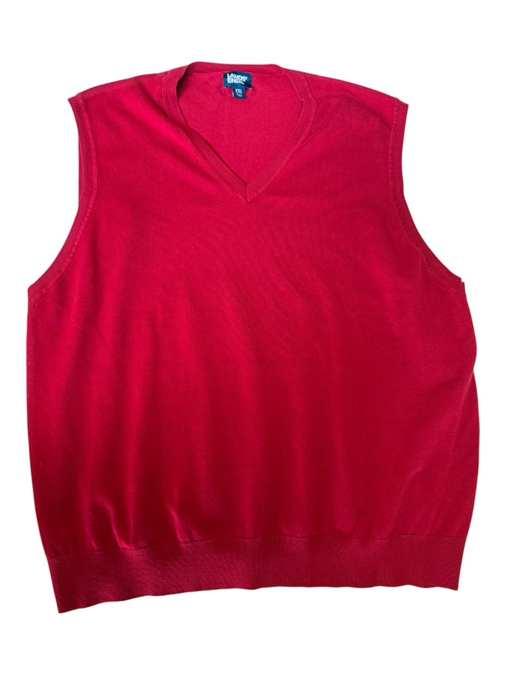Lands' End Men's Bright Red V-Neck Sweater Vest size XXL